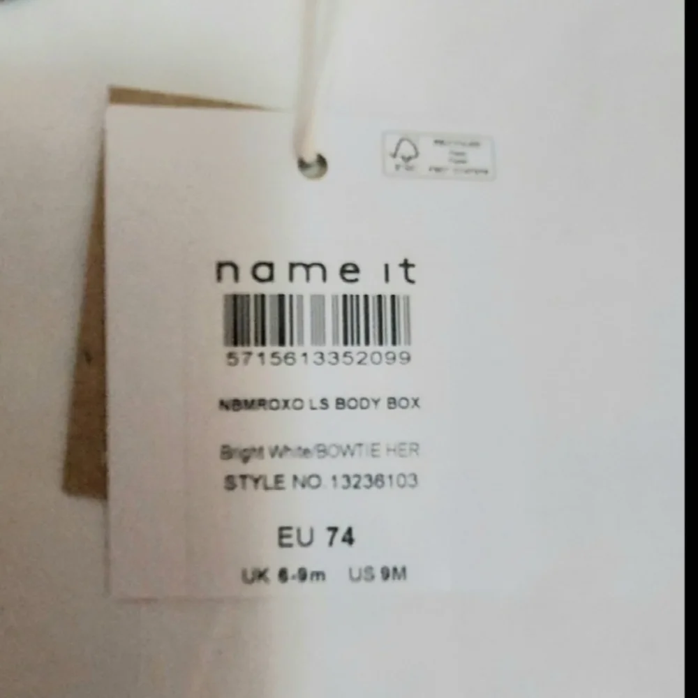 NWT Name It White Long Sleeve Heather Bow Tie Bodysuit ~sz 9M